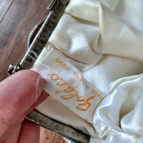 Vintage Silver Lame Purse Kisslock GOLDCO Cocktail Handbag - Picture 8 of 10